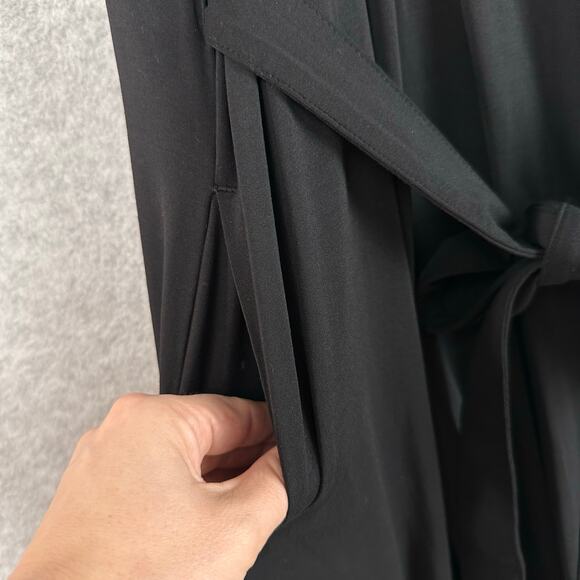 J McLaughlin Clive Midi Dress Size XS Black Sleeveless Pleated Pocket Waist Tie - Picture 9 of 12
